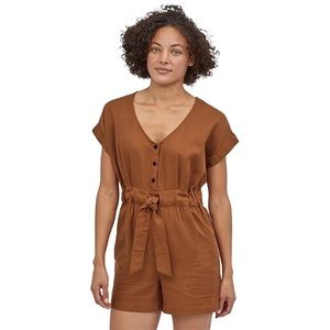 Patagonia Organic Cotton Gauze Romper, sz XL in Earthworm Brown